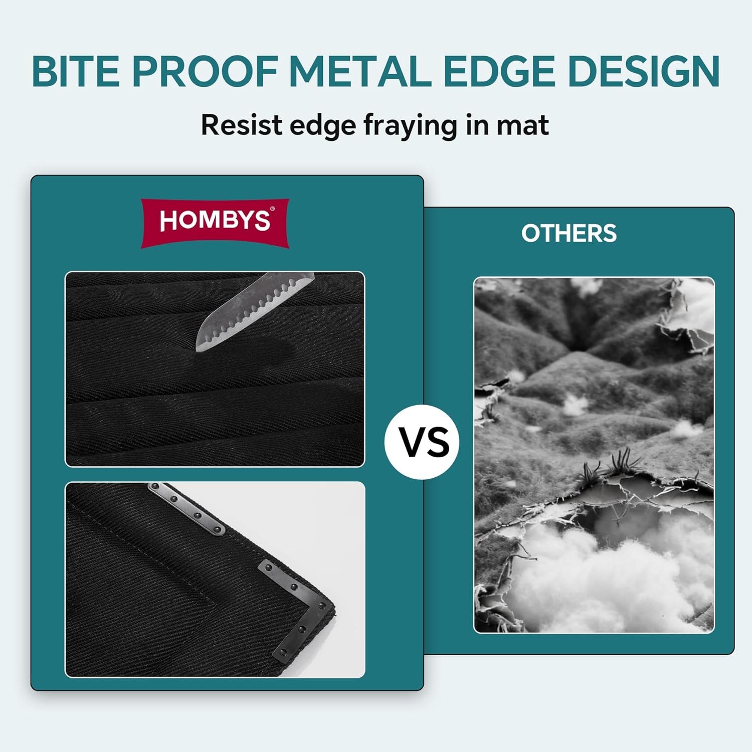 HOMBYS Chew Proof Foam Dog Bed 41"x28" with 14 Reinforced Metal Rivets, Indestructible Crate Pad for Large Dogs, Super Chew Resistant Fabric & Water Washable Kennel Mat, Black