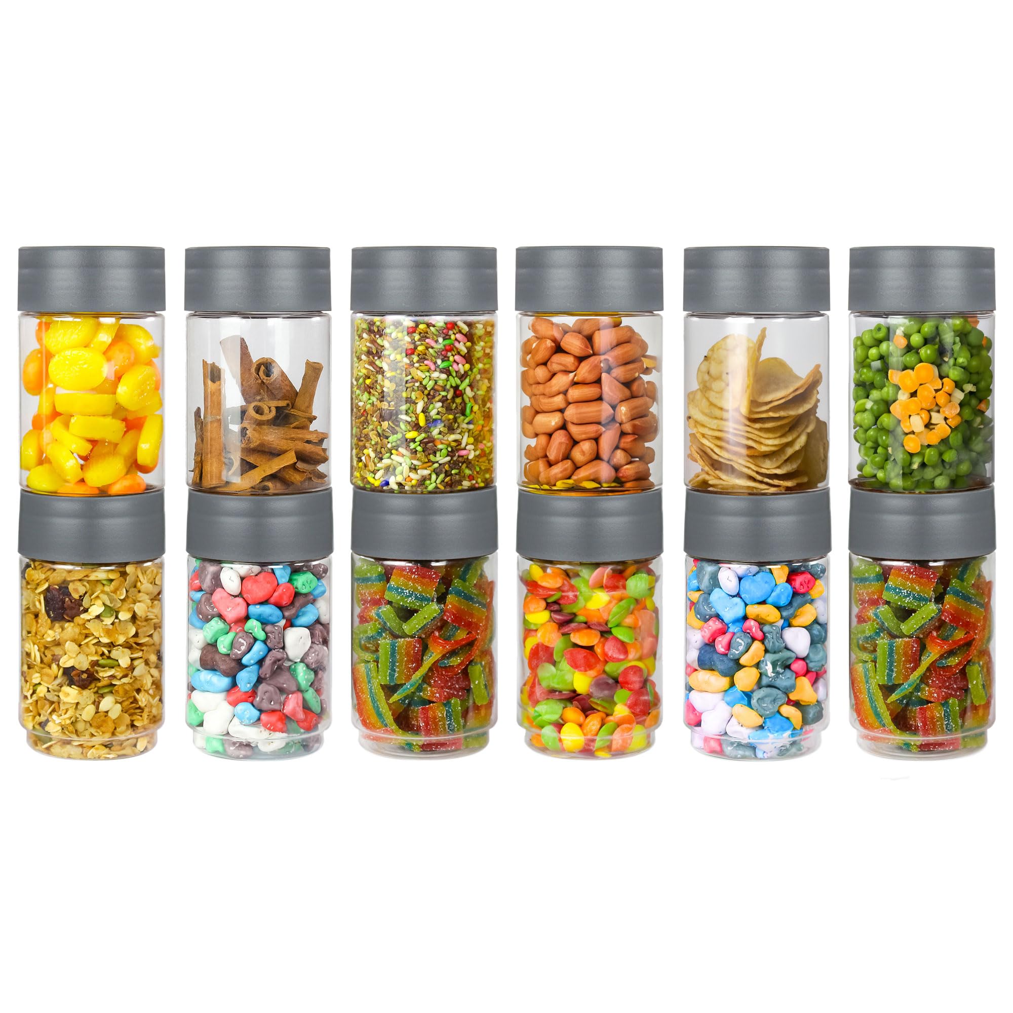 PEARLPET Modedge Plastic Jar Airtight Stackable Container for Kitchen Storage with Spoon, Set of 12 Pieces, Grey, 300 ML (B0CQCJPYPF) Amazon Price History, Amazon Price Tracker
