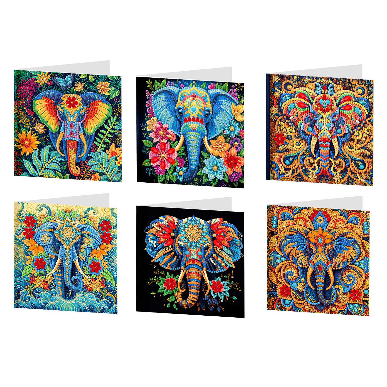 POETRYDRAW 6pcs Elephant DIY Diamond Art Painting Greeting Card Kits with Envelopes Diamond Art Greeting Cards Diamond Art Cards Kits for Adults DIY Crafts Family Friend Gifts (Elephant)