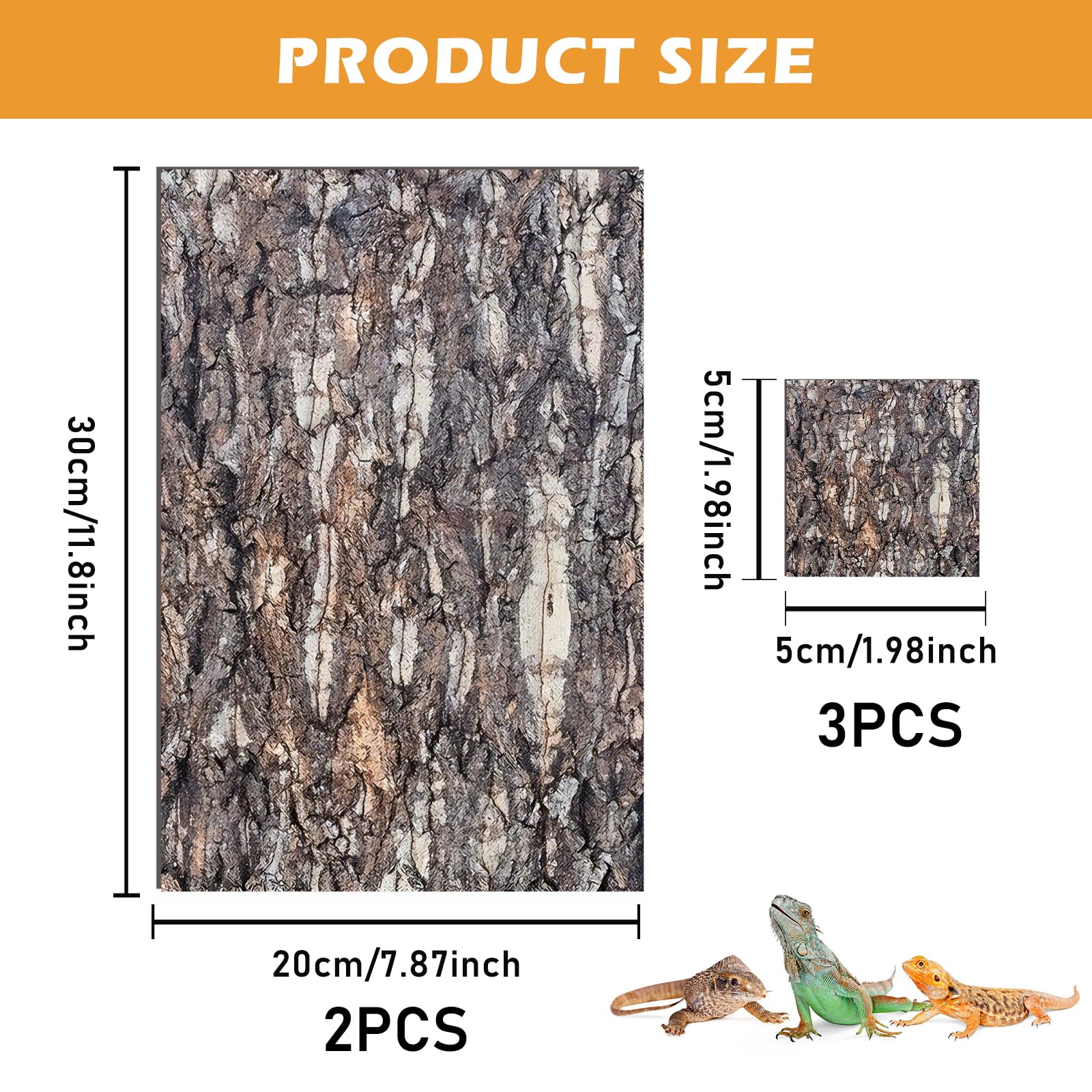5 Pièces Écorce De Liège Pour Terrarium, 5×5cm*3 + 20×30cm*2 Panneaux De Fond En Écorce De Liège Pour Terrarium, Toiles De Fond En Écorce De Liège,Terrariums En Liège, Pour Lézard, Tortue, Gecko