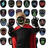 Vista 18 de Máscara LED con detección de gestos, máscara de luz para niños, hombres y mujeres, máscara LED de Halloween para disfraz y fiesta de cosplay