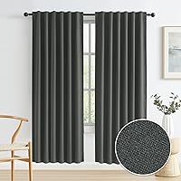 Vista 82 de Keqiaosuocai - 2 paneles de cortinas completamente opacas, de lino, con pestaña trasera, estilo rústico de granja, para sala de estar o casa