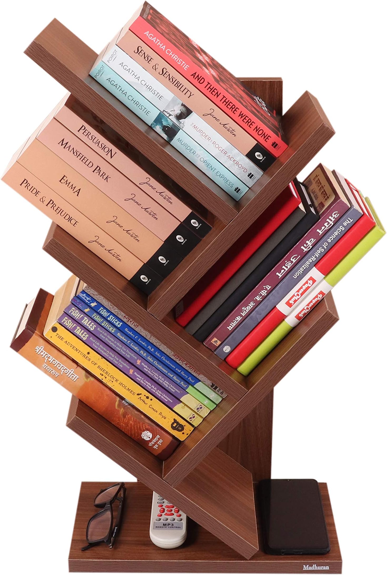 Madhuran Engineering Wood Studio Shelf Bookcase Space Saving Holder Books Office Desk Organizer (Matte, Classic Walnut)