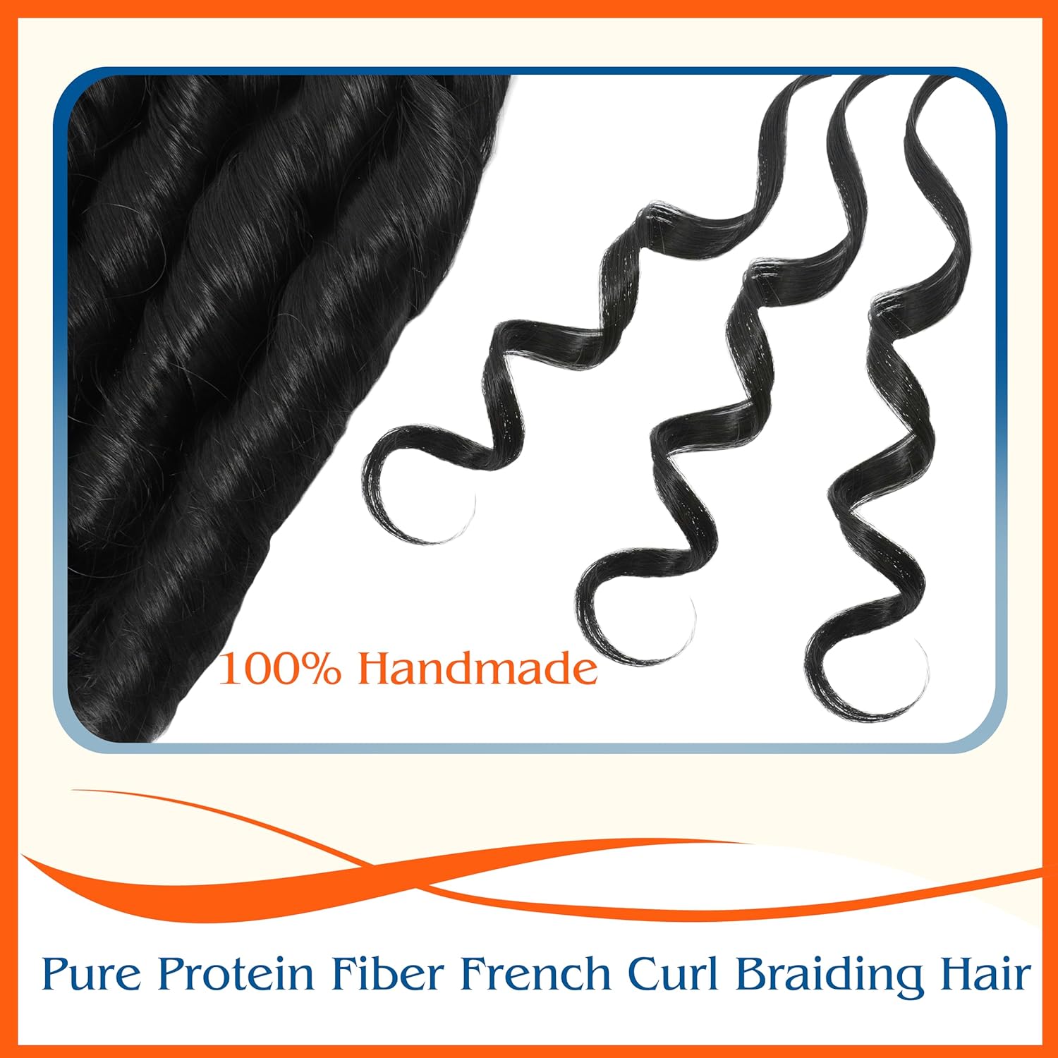 Pure Protein Fiber French Curl Braiding Hair Close to Human Hair 18 Inch 8 Packs Pre Stretched French Curl Crochet Braids Loose Wavy Hair Extensions for Black Women(18Inch,1B)
