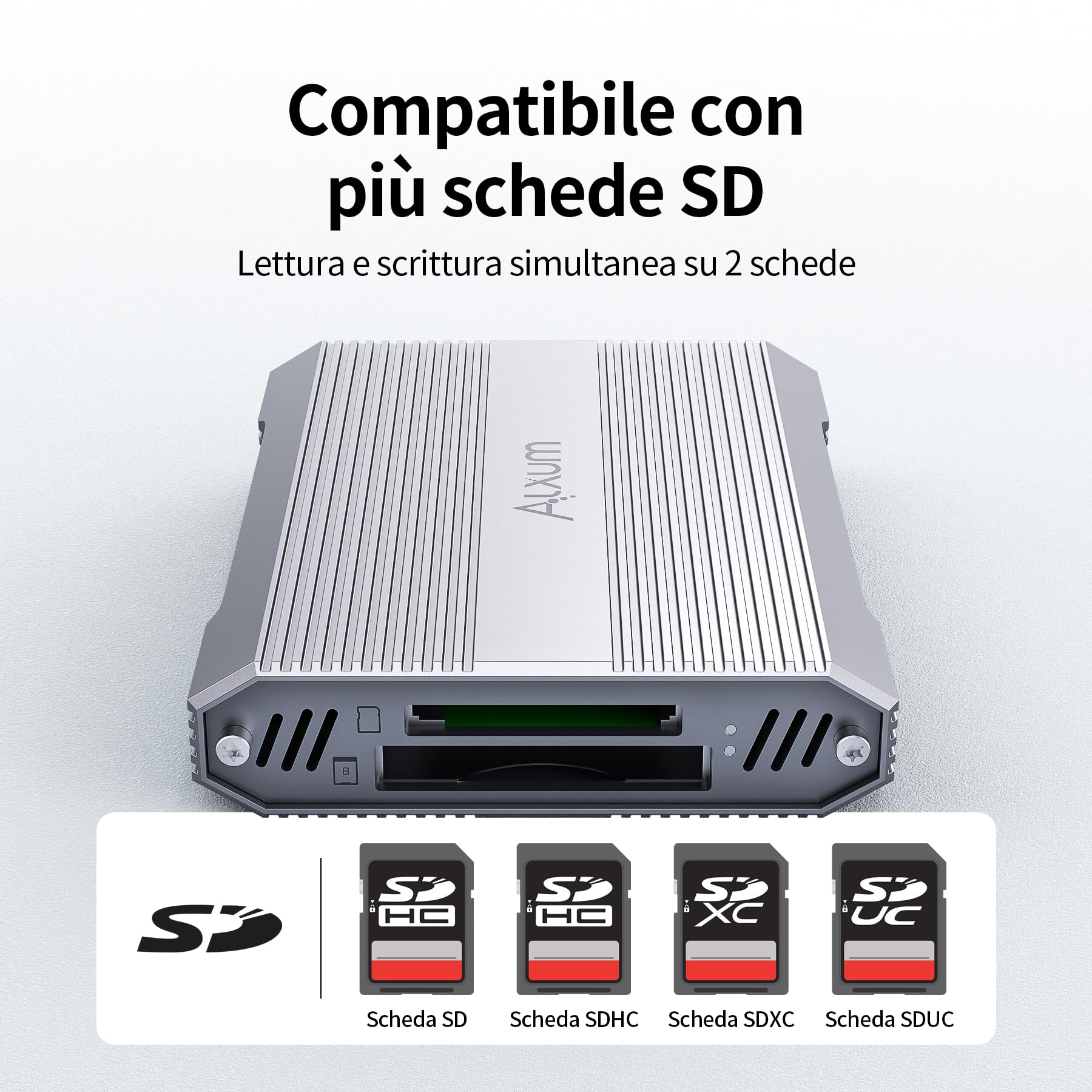 Alxum Lettore di Schede 10Gbps con Doppio Slot, CFexpress Tipo B e SD4.0, USB 3.2 Gen 2, Compatibile con Windows/Mac/Linux/Android