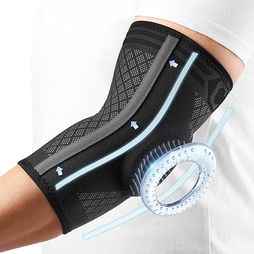 CAMBIVO 1 par de coderas para tendinitis y codo de tenista con almohadilla de gel y estabilizadores dobles, mangas de brazo para mujeres y hombres,