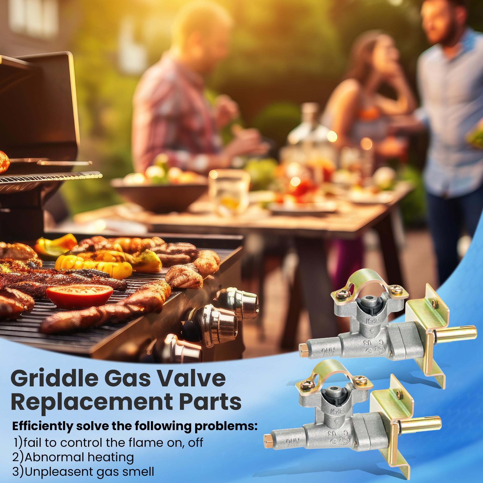 Feekoon 2 Stück Grillbrenner-Steuerventil, kompatibel mit Blackstone Grill-Grillplatte, Gasventil-Teile, Ersatzteil, Grillventilteil, kompatibel mit Blackstone 91,4 cm Gasgrill-Grillplatte 1554
