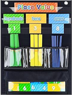 Eamay Counting Caddy & Place Value Pocket Chart for Classroom and Homeschool(Black)