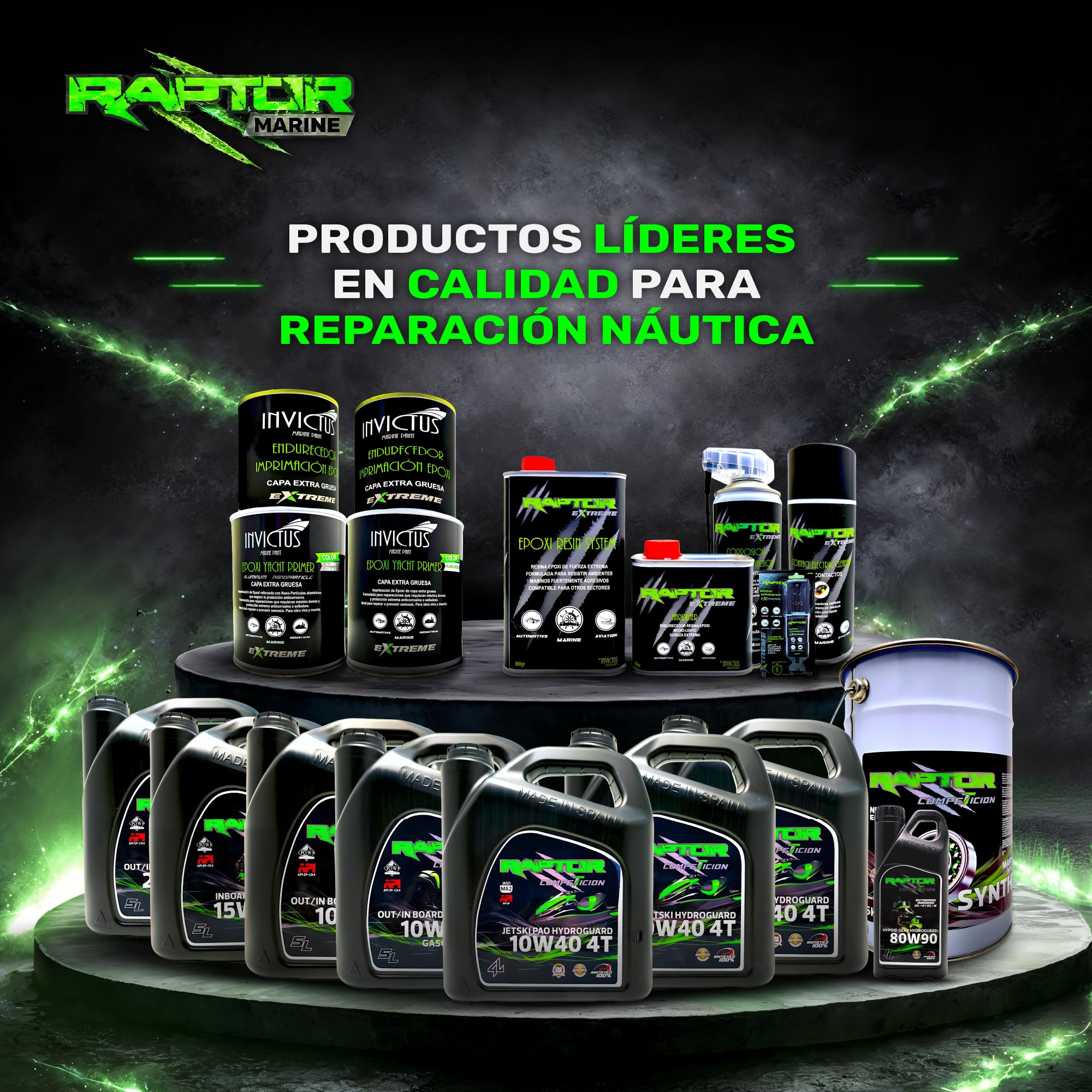 Raptor Marine - Aceite Motor Marino 25W40 100% Sintético Hydroguard | 5L | Fueraborda e Intraborda 4T | Gasolina y Diésel | Anticorrosión | NMMA FC-W, API SP