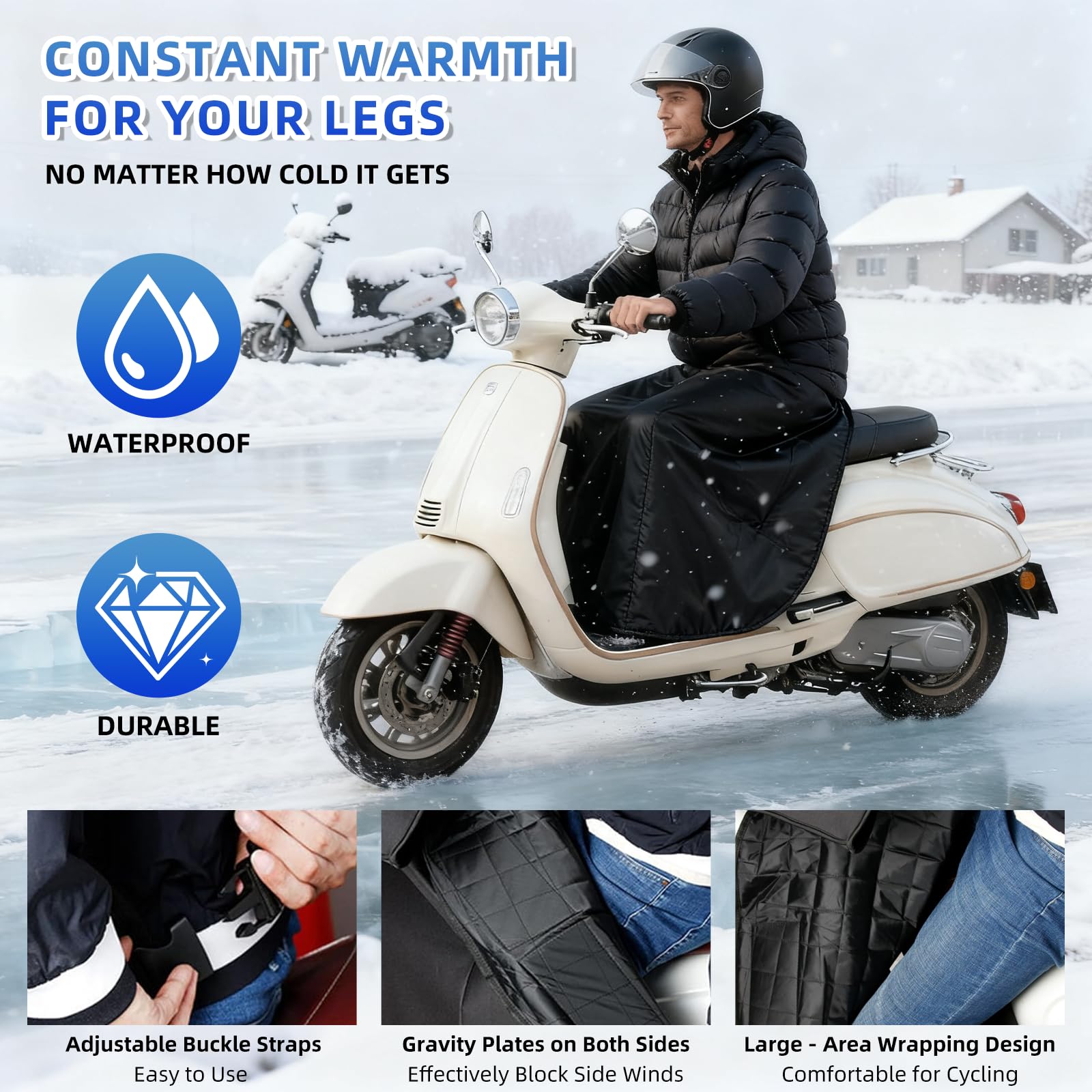 LPZMPZ Protection des jambes pour scooter et moto - Protection contre la pluie - Couverture pour scooter - Protection contre l'humidité - Jambières de moto