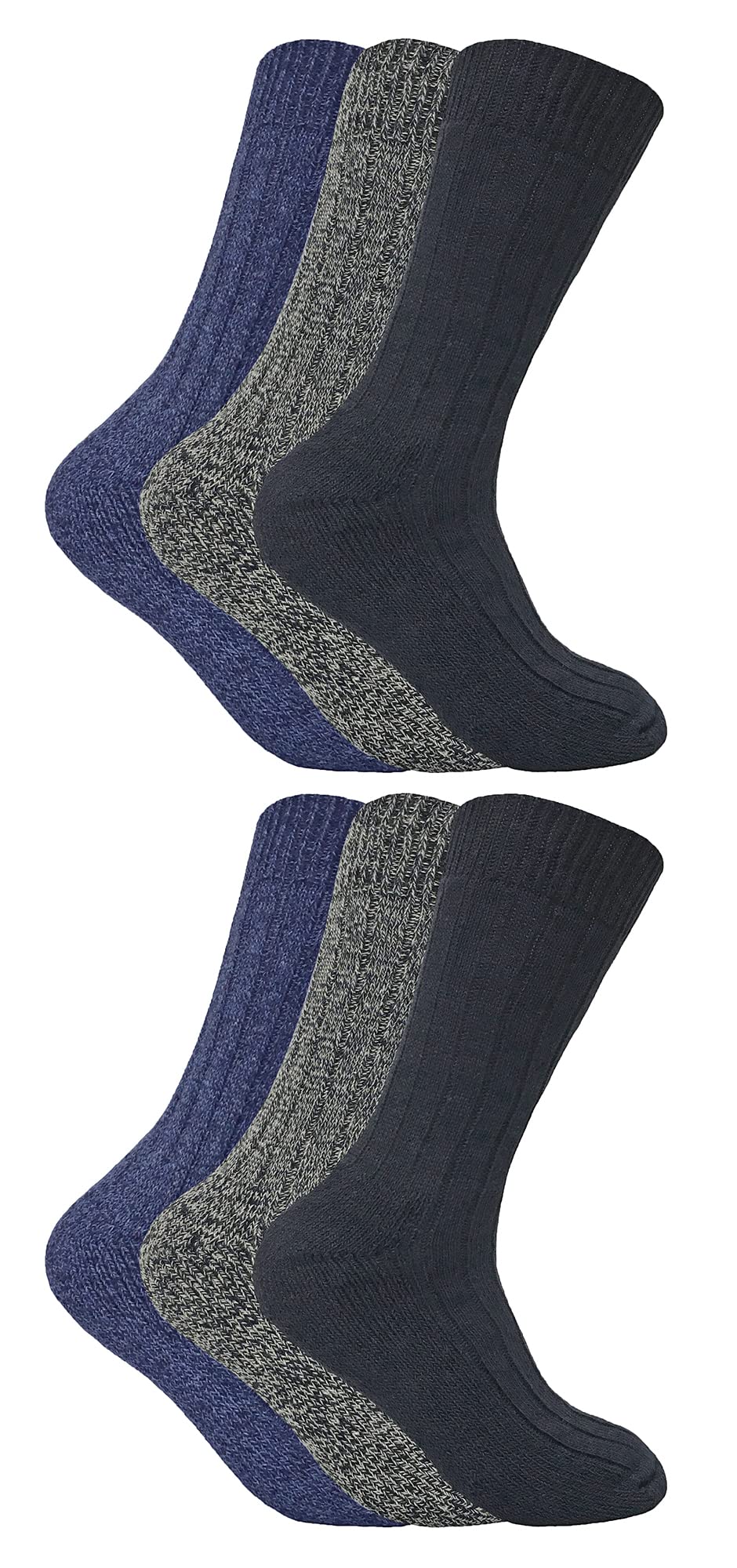 Sock Snob Men's Blue 6 Pack Thick And Warm Wool Socks | | Thermal Winter Padded Hiking Boot Socks For (6-11, ) Size 6-11