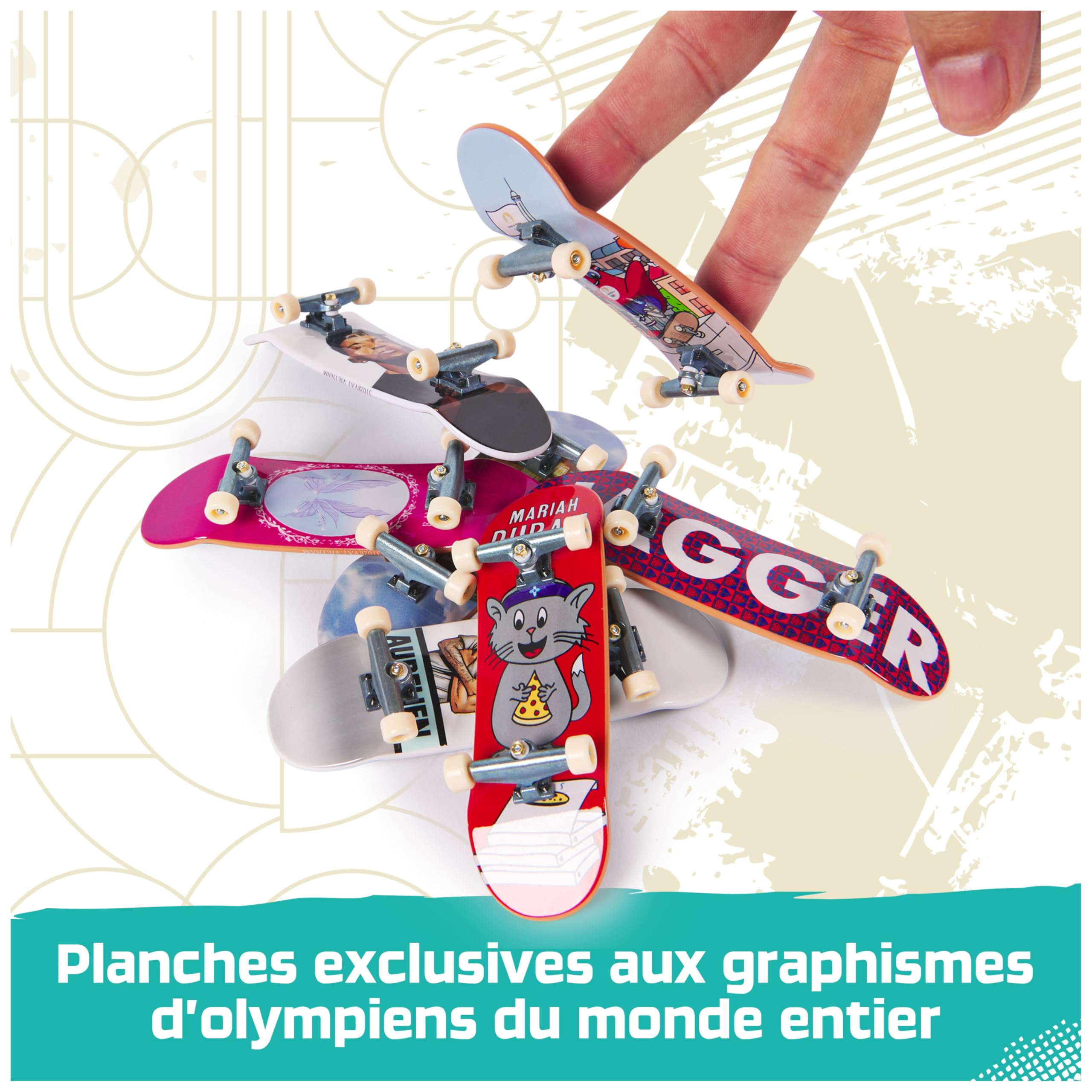 Tech Deck - Finger Skate À Collectionner - 8 Finger Skates - Produit Officiel sous Licence Jeux Olympiques Paris 2024 - Mini Skate Doigt - Coffret Cadeau - Jouet Enfant - Jeu Enfant 6 Ans et +