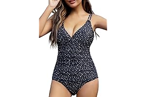 Women's V Neck One Piece Tummy Control Swimsuit
