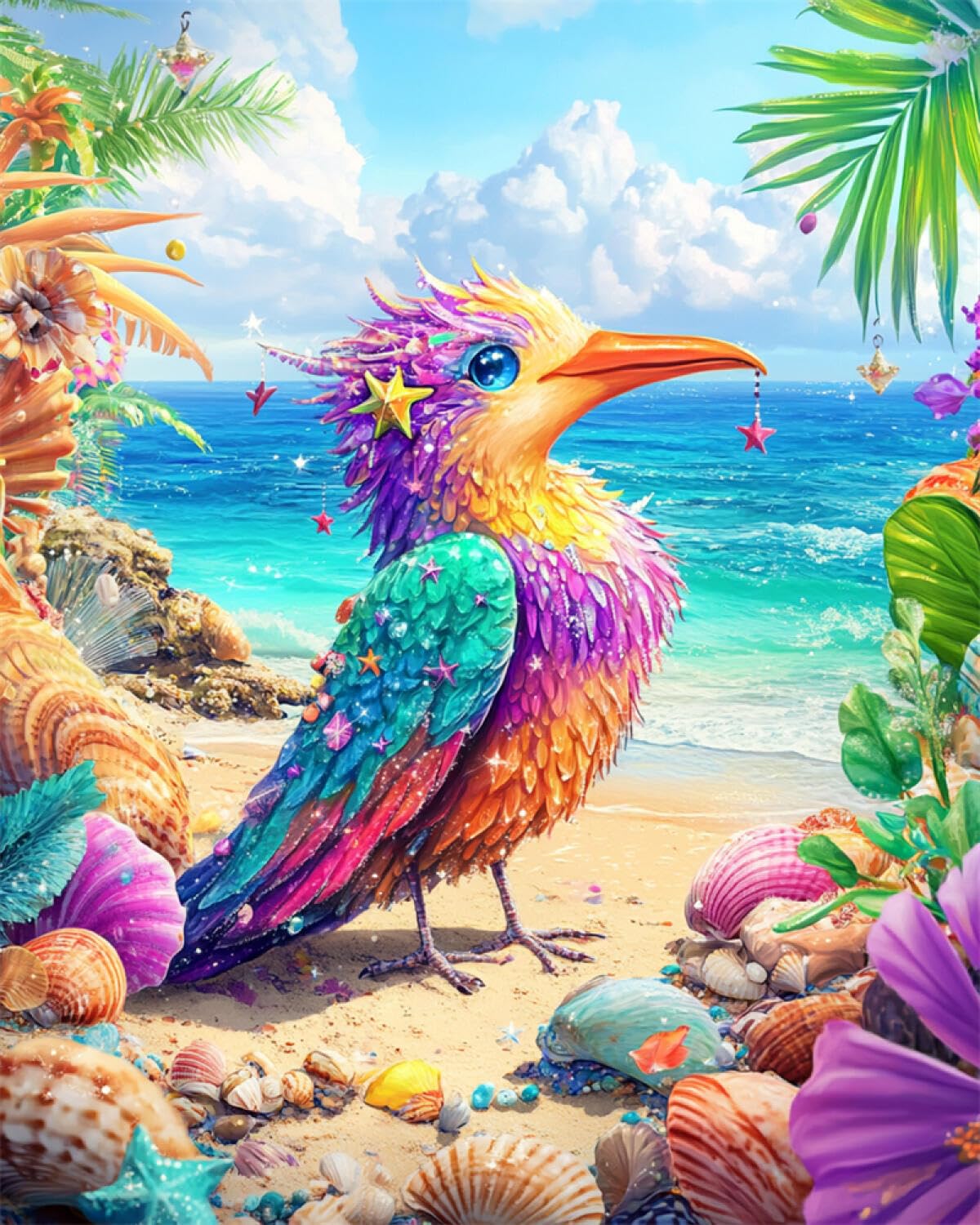 LFYNIORS DIY Kit De Bordado Con Cuentas Dibujos Animados De Aves Marinas Coloridas Kits De Bordado De Cuentas De 11 Quilates,Kit De Punto De Cruz Estampado Para Adultos Y Principiantes. 40x50cm