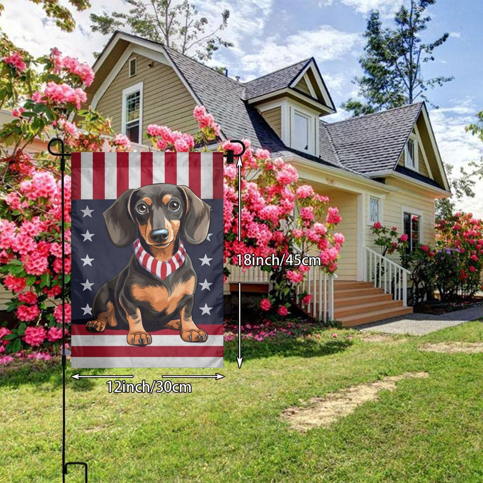 BlissYard Patriotische Gartenflagge Mit Dackel - 30,5x45,7 Cm, Doppelseitig, Für 4. Juli & Feiertage