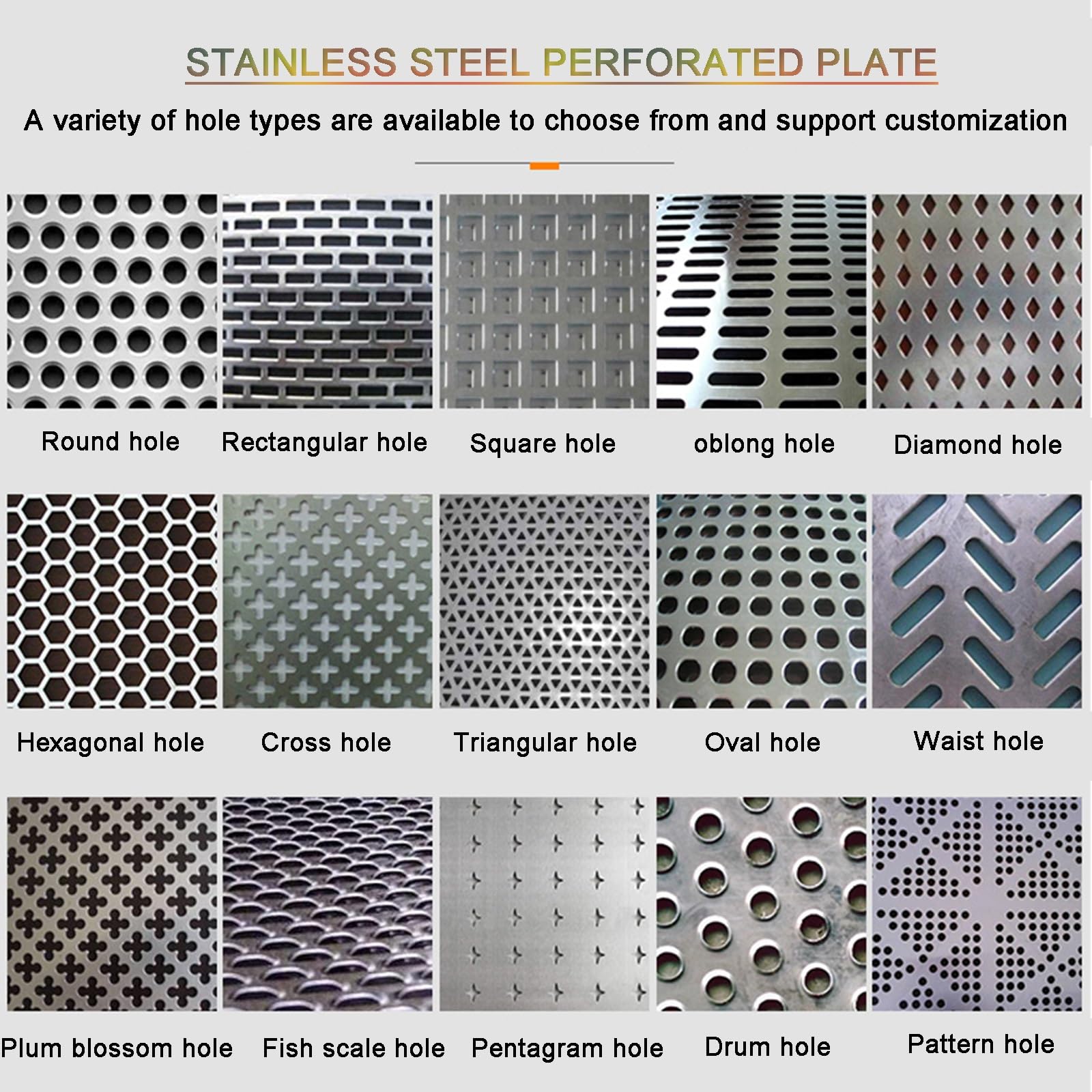 Lámina perforada de acero inoxidable 304，Hojas de Metal Perforado，Chapa Perforada de Acero Inoxidable 304 con Ranuras，para Interior/Exterior，rejilla perforada