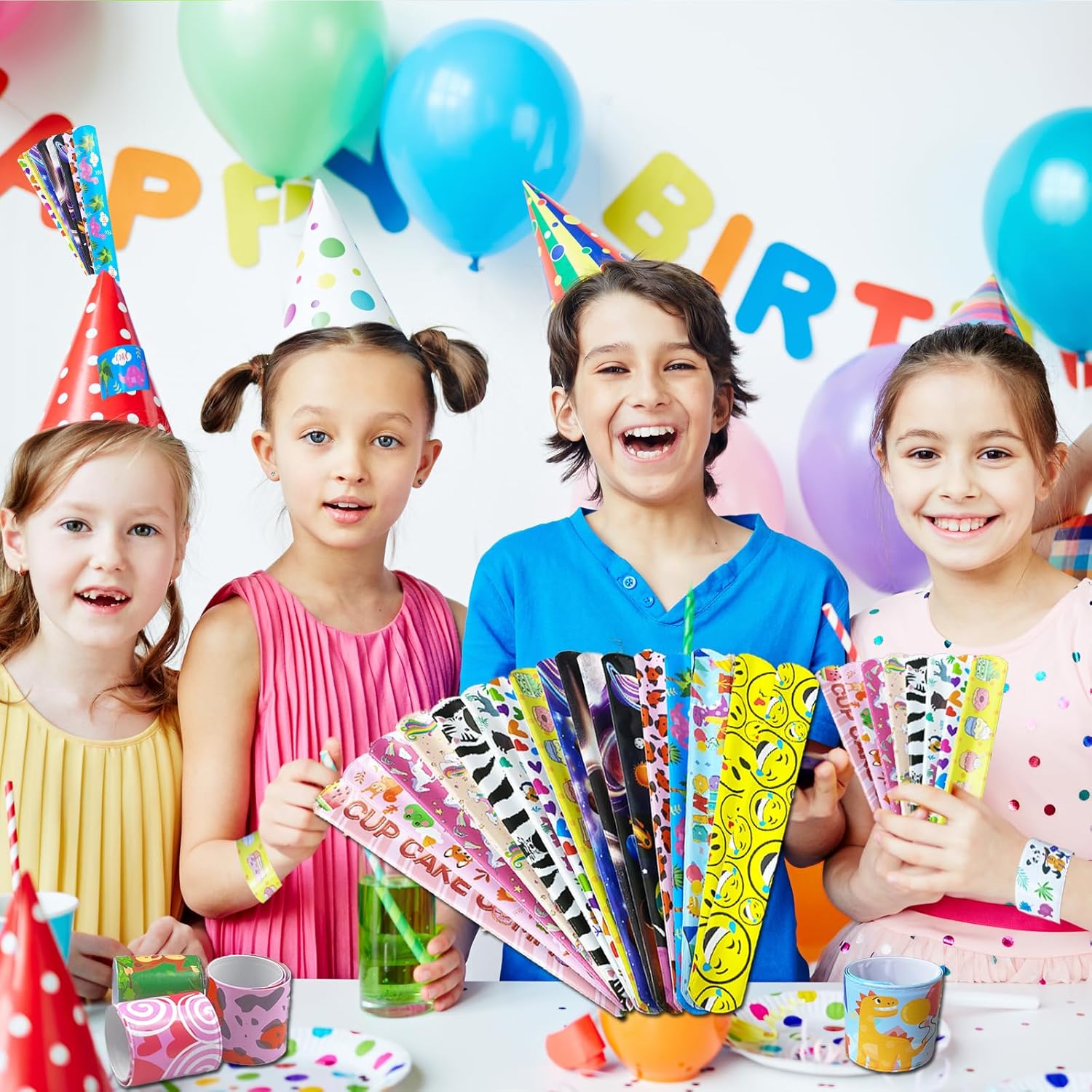 60 Pcs Slap Bracelets for Kids, Bulk Party Favors Wristbands with Animal, Friendship & Heart Designs, Classroom Prizes, Goodie Bag Fillers, Birthday Party Supplies, Carnival Rewards, Stocking Stuffers - Image 6