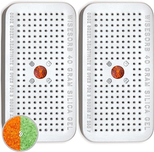 Wisesorb Recipiente de gel de sílice, 1.41oz, 1 paquete de desecante de gel de sílice (naranja a verde), deshumidificador desecante reutilizable