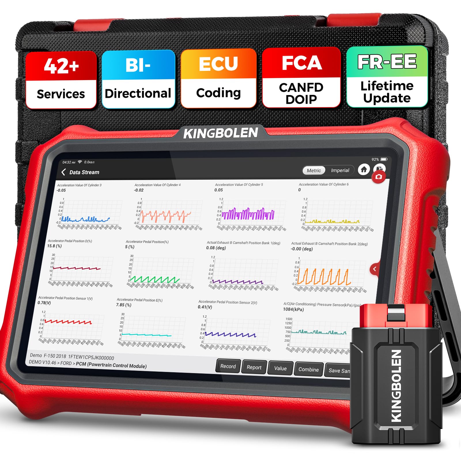 KINGBOLEN K8 PRO Narzędzie diagnostyczne OBD2 dla wszystkich pojazdów, dwukierunkowe narzędzie diagnostyczne samochodu z diagnostyką wszystkich systemów, 42+ reset serwisowy, aktywny test, kodowanie