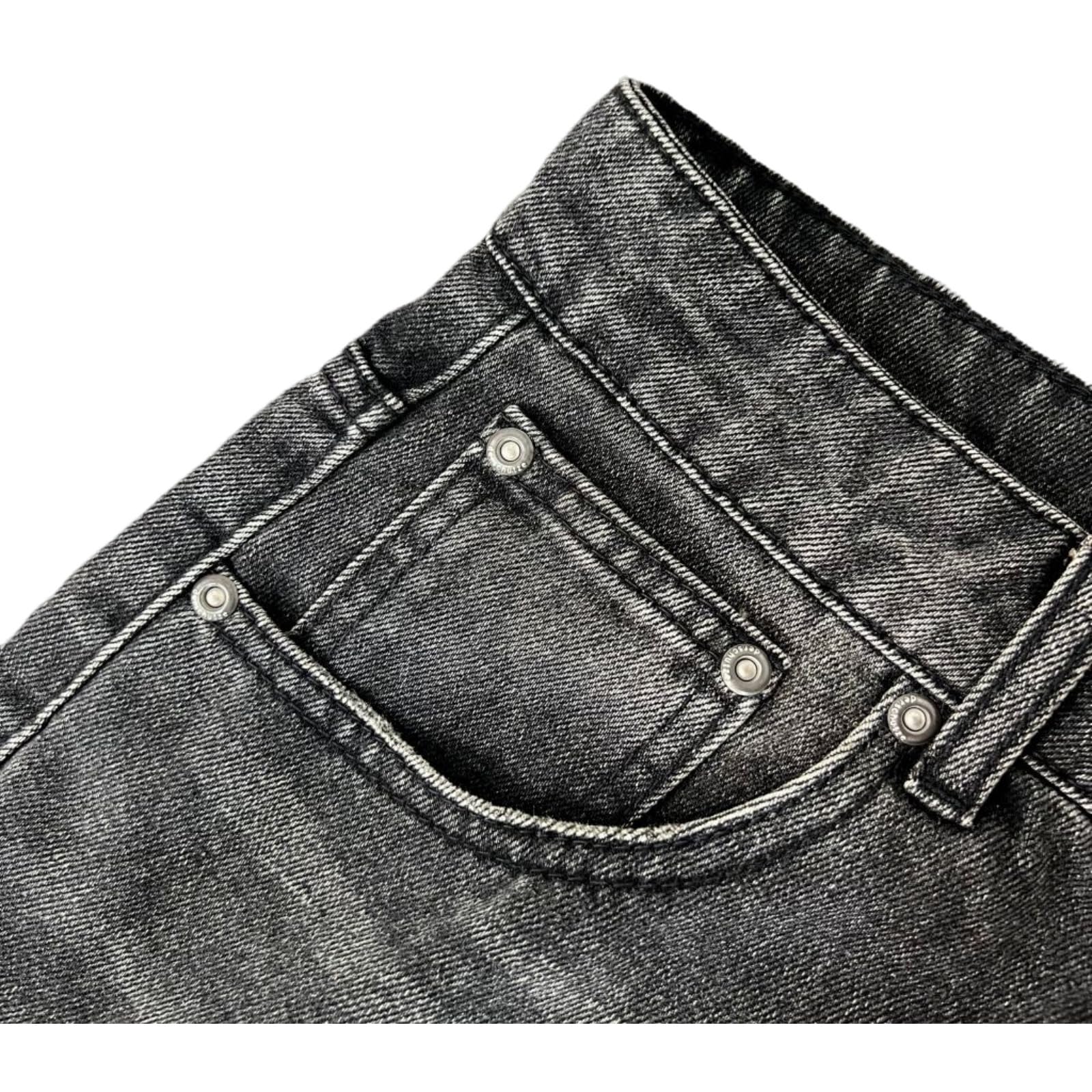 Générique Czarne dżinsy męskie, luźny krój, spranie vintage, spodnie dżinsowe z haftem na plecach, casualowe streetwear.