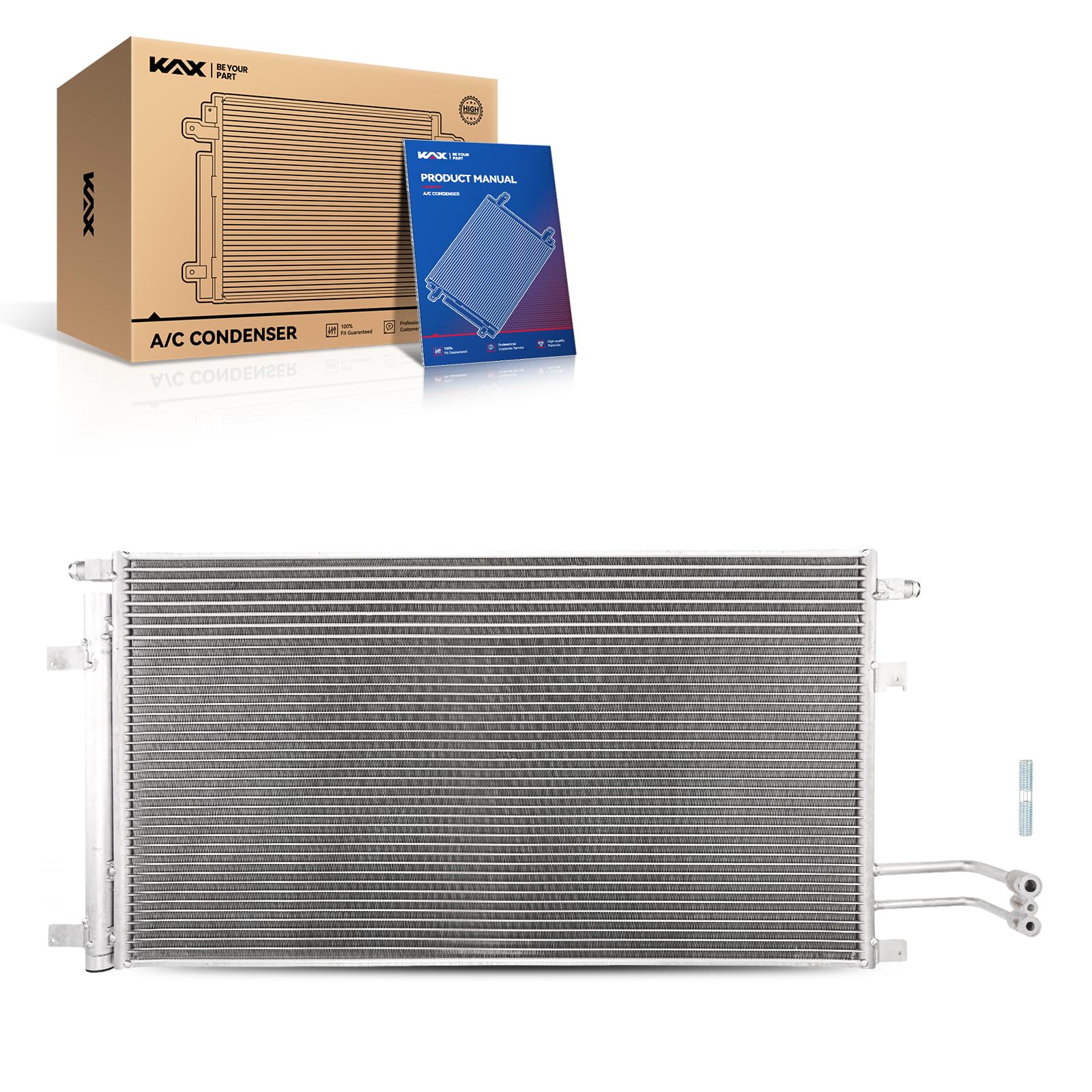 Photo 1 of KAX 4283 Air Conditioning A/C Condenser for 2014-2018 Chevy Silverado 1500/GMC Sierra 1500 5.3L/6.2L, 2015-2020 Chevy Tahoe 5.3L, 2015-2020 Suburban, AC Condenser with Receiver Drier Replace# 19383805