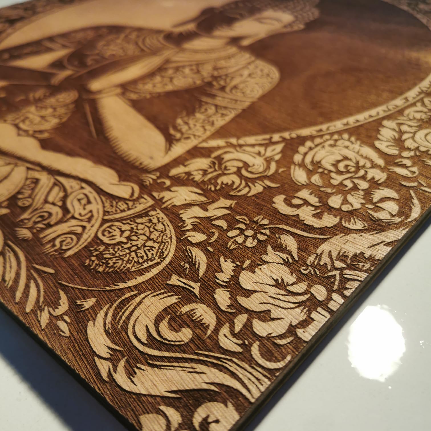 grabewood Quadro di Buddha in legno 30 x 30 cm da parete | Decorazione Zen Spirituale Feng Shui | Arte orientale per casa, yoga e meditazione