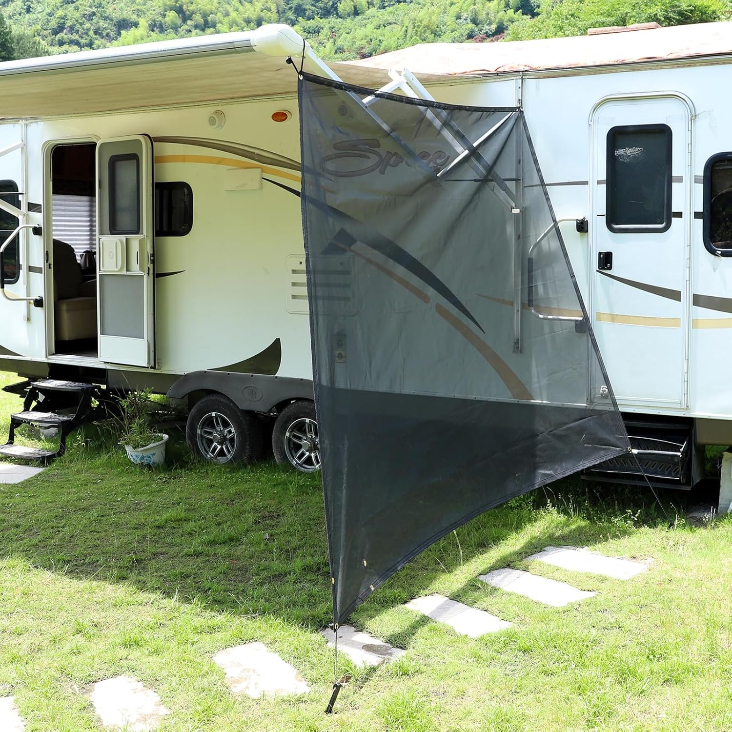 RV Awning Side Shade,for Side 9'X7',PVC mesh,18x18 Density,Universal RV