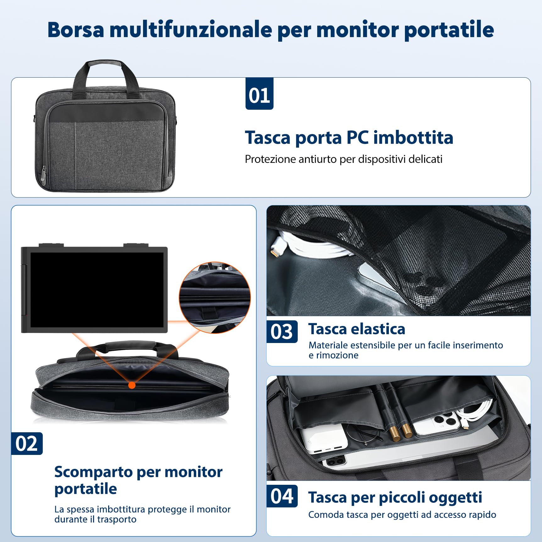 MAGICRAVEN Monitor Portatile per Laptop, 14" FHD 1080P Doppio Schermo PC Portatile, Portable Monitor IPS per 14" a 16" Laptop, Compatibile con Windows, Mac, Chrome（Con Borsa per Computer）