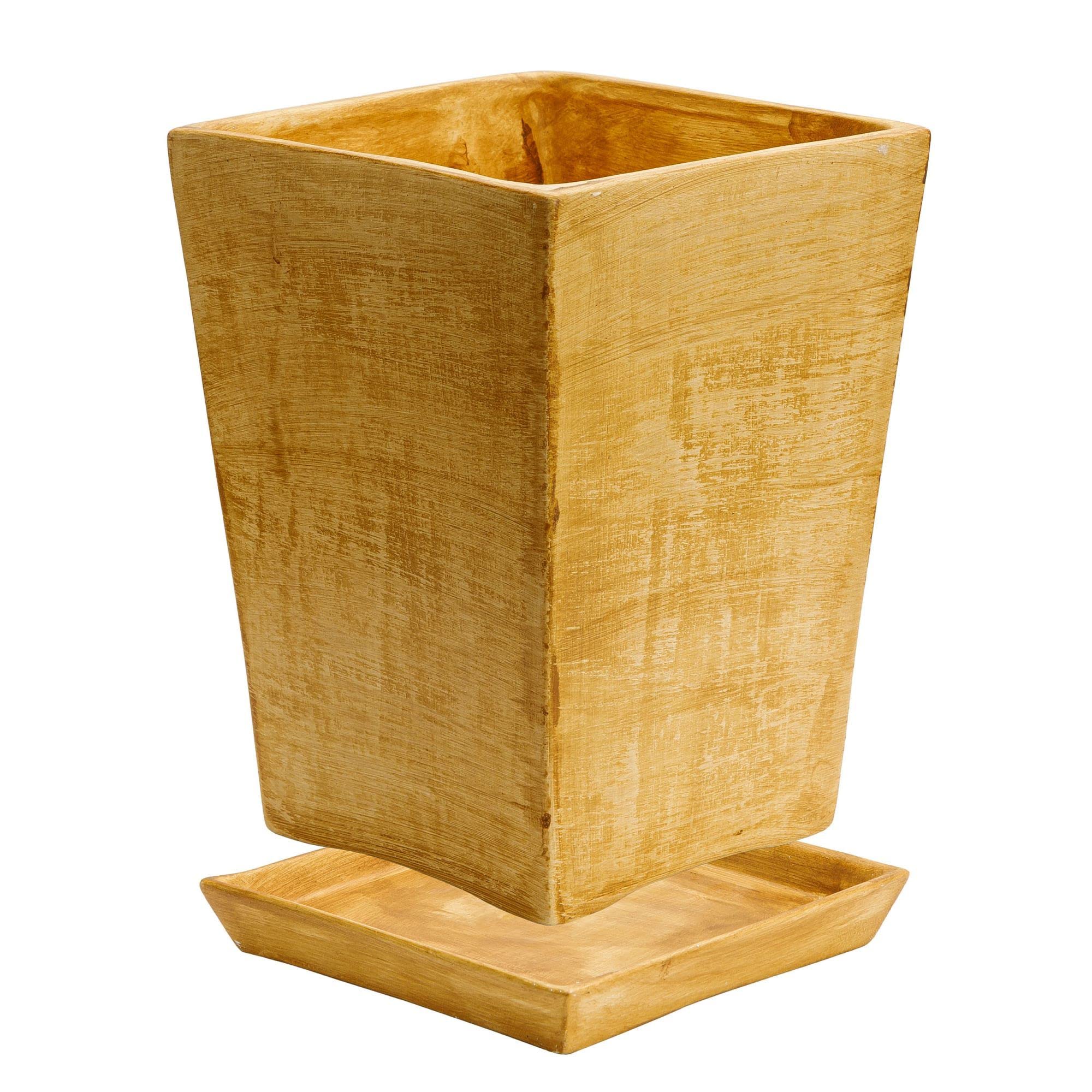 botle Doniczka na doniczkę, podstawka, kwadratowa, wymiary (dł. x szer. x wys.): 28,5 x 28,5 x 33 cm, jasnobrązowa, nowoczesna, do wnętrz Glamour Trapez