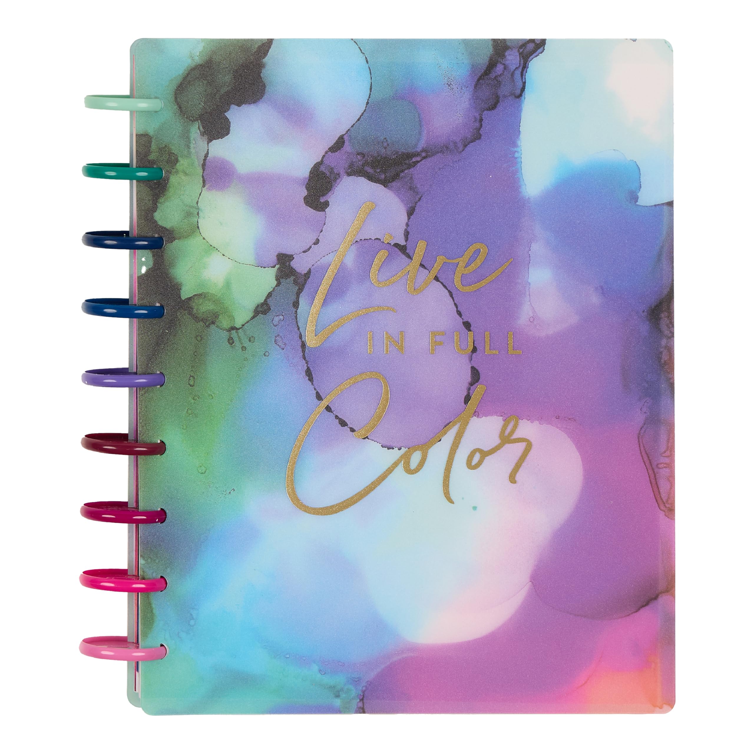 Happy Planner Disc-Bound Planner Jan.–Dec. 2026, Includes 3 Extra Months and 2 Sticker Sheets, Classic Size, 7" x 9.25", Horizontal Layout, Live in Color