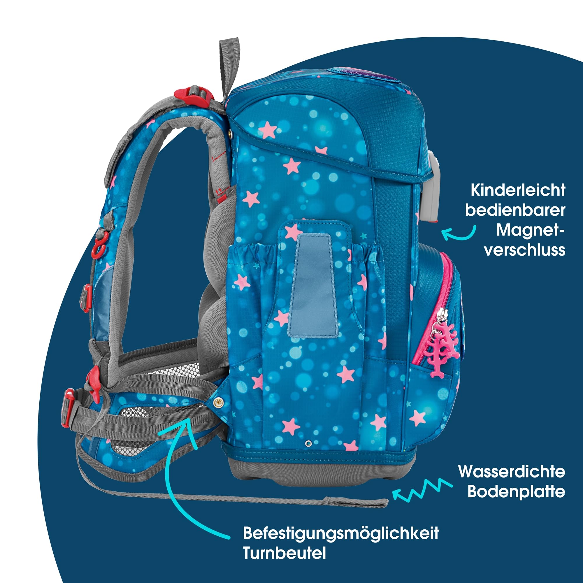 Step by Step Cloud zestaw tornister szkolny, 5-częściowy, ergonomiczny tornister z odblaskami, regulacja wysokości z paskiem biodrowym, od 1 klasy, 19 l, Syrenka Lola, tornister