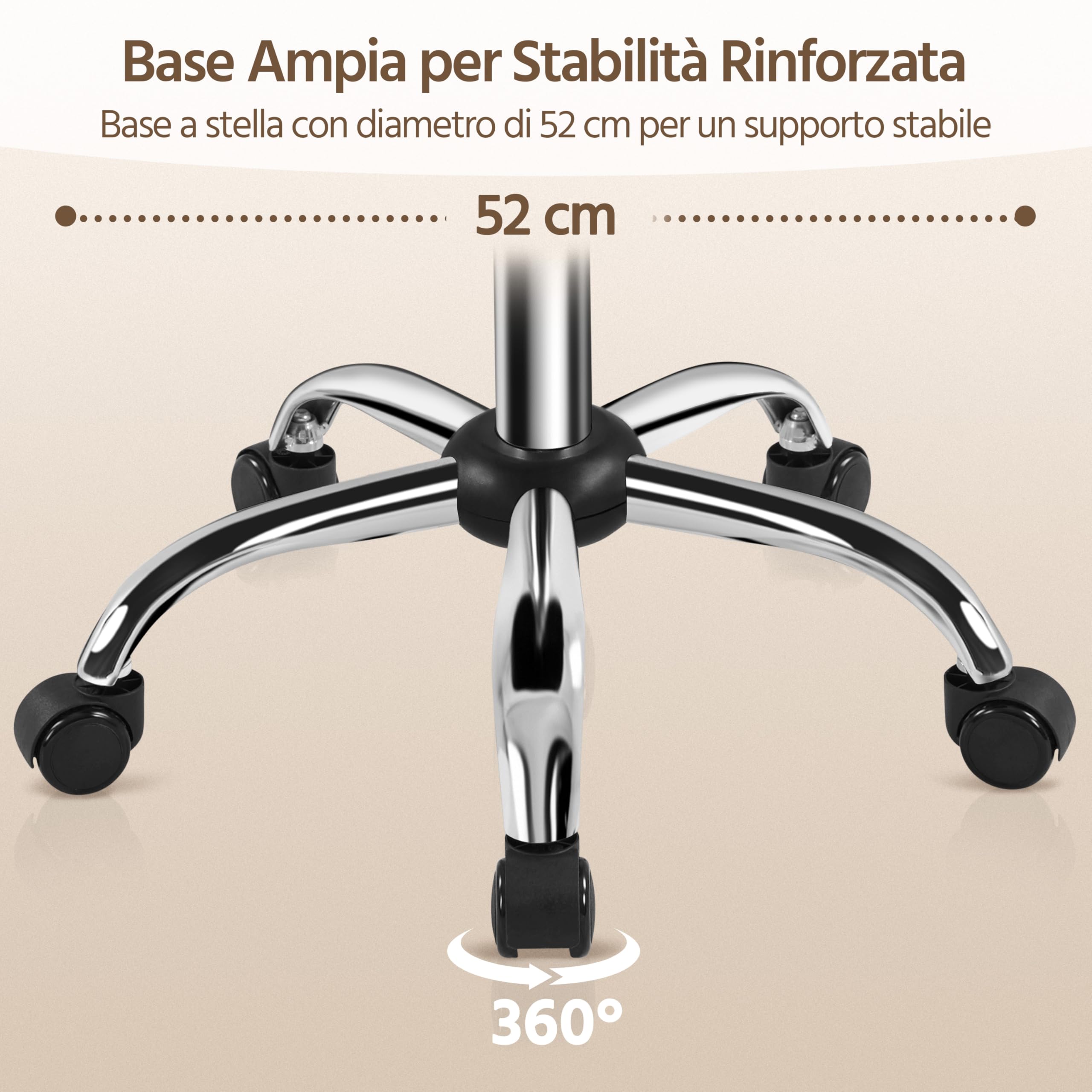 Yaheetech Sgabello Girevole con Schienale Rotelle e Base Larga Sgabellino in Similcuoio Altezza Regolabile per Estetista Spa e Salone (Nero)