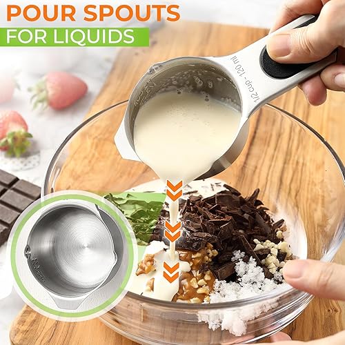 Miniatura 7 de Spring Chef Vasos medidores magnéticos de acero inoxidable (patente pendiente), herramientas de cocina con marcas fáciles de leer para medir