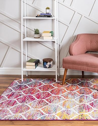 Miniatura 308 de Rugs.com Lattice Frieze Collection Alfombra – 4 x 6 pies, alfombra mediana negra perfecta para salas de estar, comedores grandes, planos abiertos