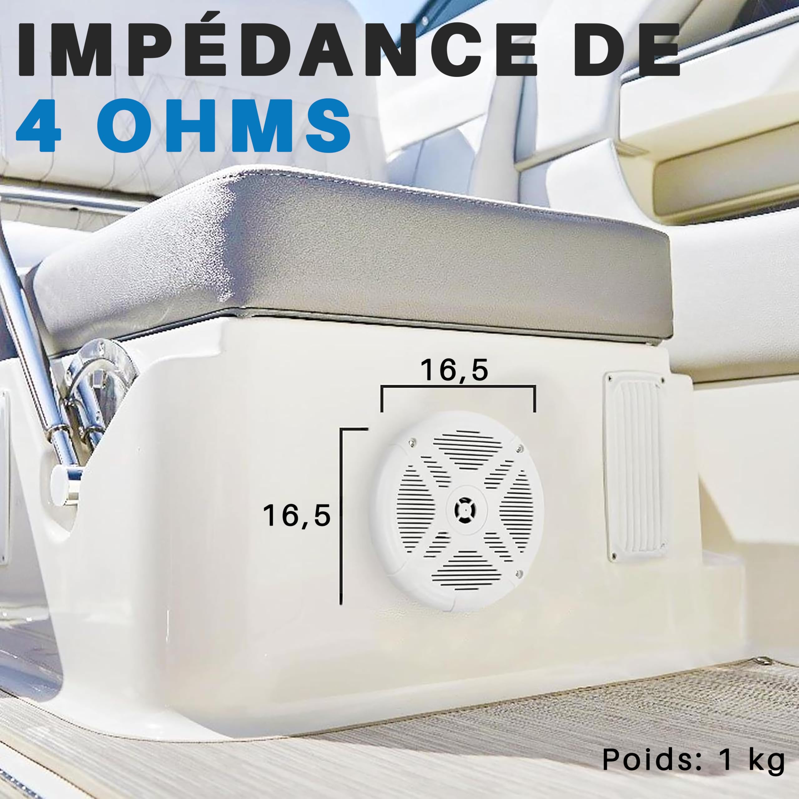Pyle Haut-Parleur Marin 16,5 cm 2 Voies – Enceintes Étanches IPX4 600W pour Bateau et Extérieur, Design Bas Profil, Paire Blanche