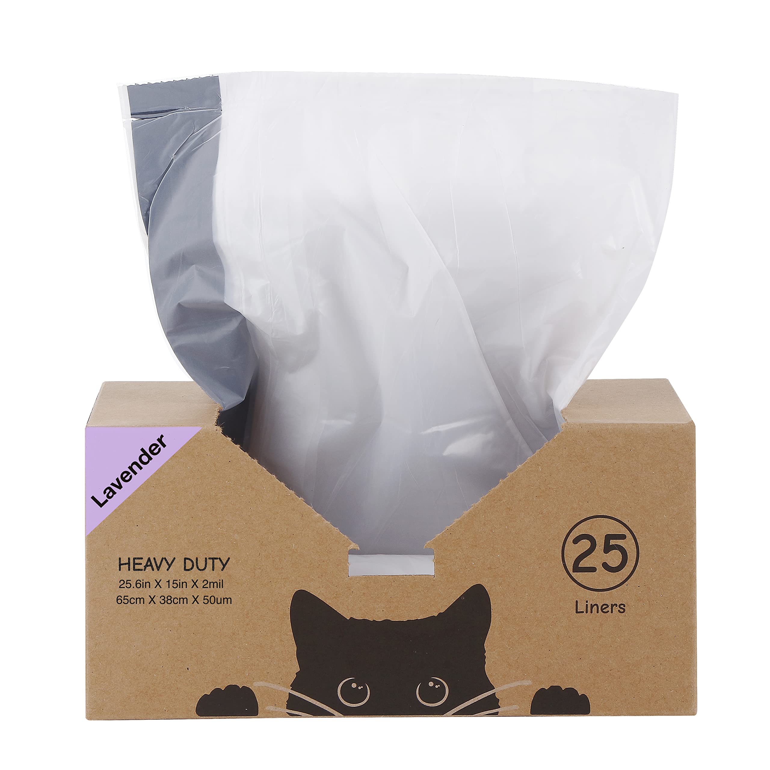 Leo's Loo Too By Casa Leo I Waste Litter Drawer Liner Bags for Automatic Litter Boxes I Heavy Duty 2mil Thick with Drawstring I Lavender Scent I 25 count