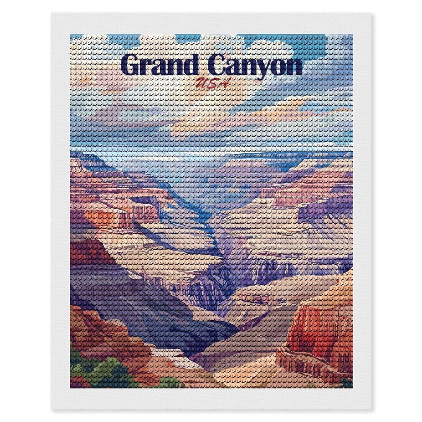 Junmoney Grand Canyon National Park (2) Diamond Art Kit 16"x20", for Beginners, Vintage Style Decor, Good for Quiet Evenings, Festive Craft Gift