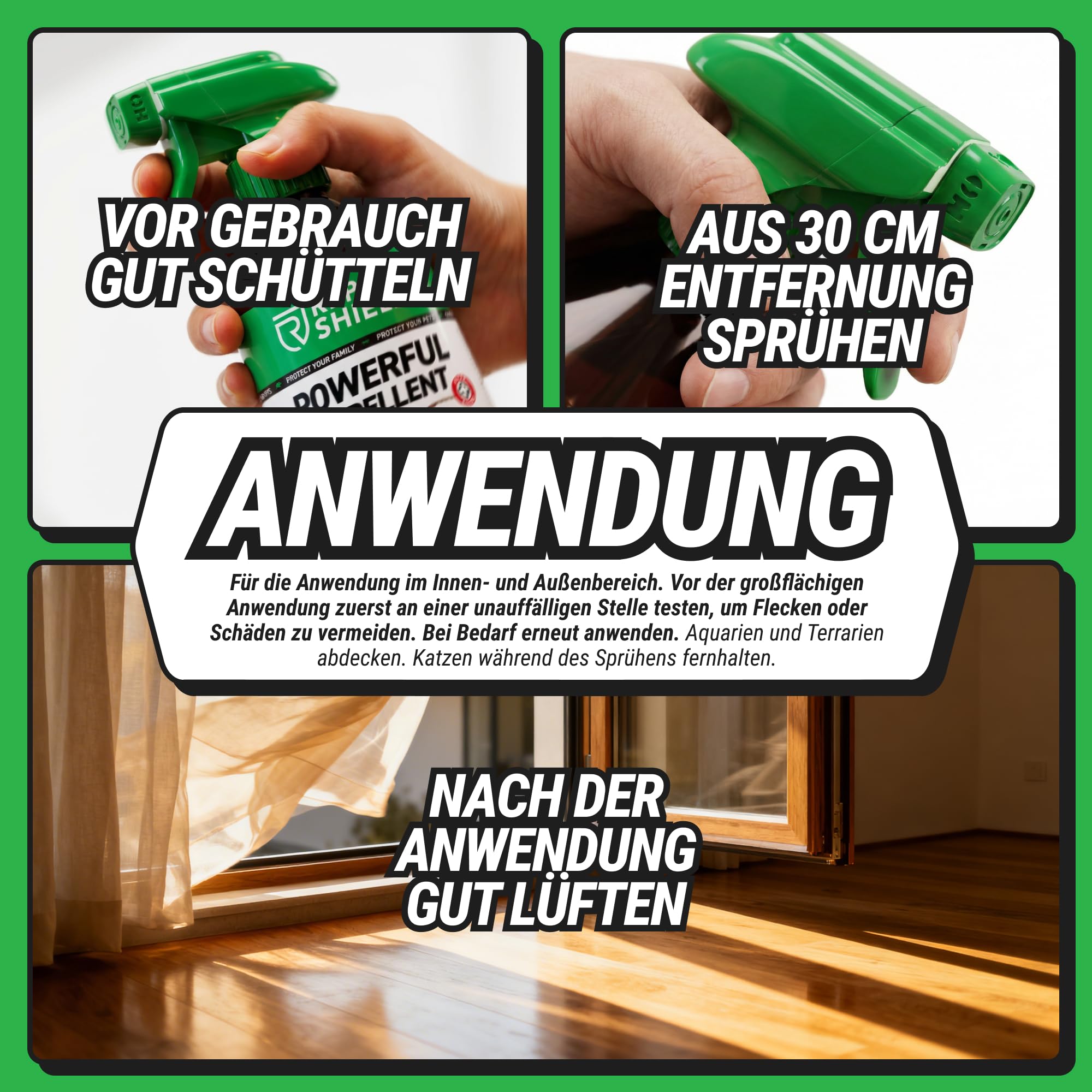 RepellShield® Spinnenspray für Haus & Garten – 500ml – Hinterlässt keine Flecken, gebrauchsfertig, Innen- & Außenbereich – Spinnenabwehr mit Pfefferminz, Geraniol und Chrysanthemenextrakt