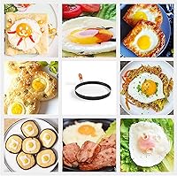 Vista 4 de Molde para panqueques, paquete de 2 anillos para panqueques de 8 pulgadas, anillo de tortilla de acero inoxidable con mango aislado de silicona