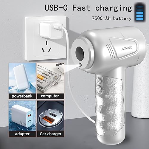 Miniatura 2 de Plumero de aire comprimido 4.0, soplador de aire inalámbrico, plumero de aire eléctrico para limpieza de teclado y PC, kit de limpieza de aire,