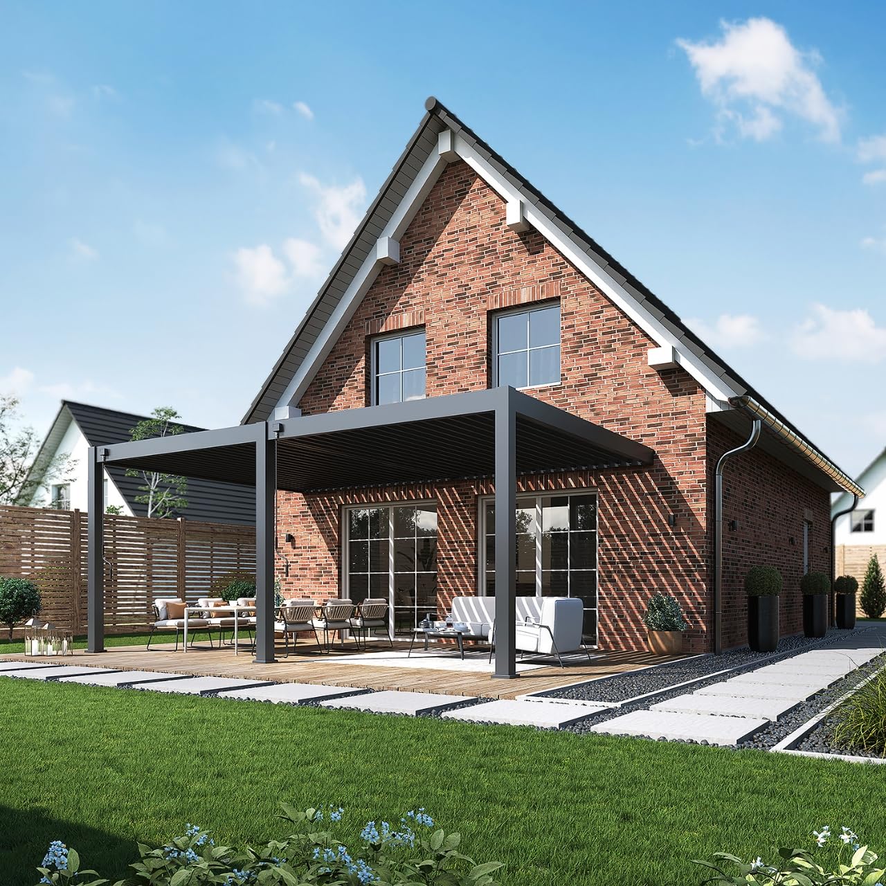 Weide Deluxe Plus Pavillon Pergola 4x6m Lamellendach