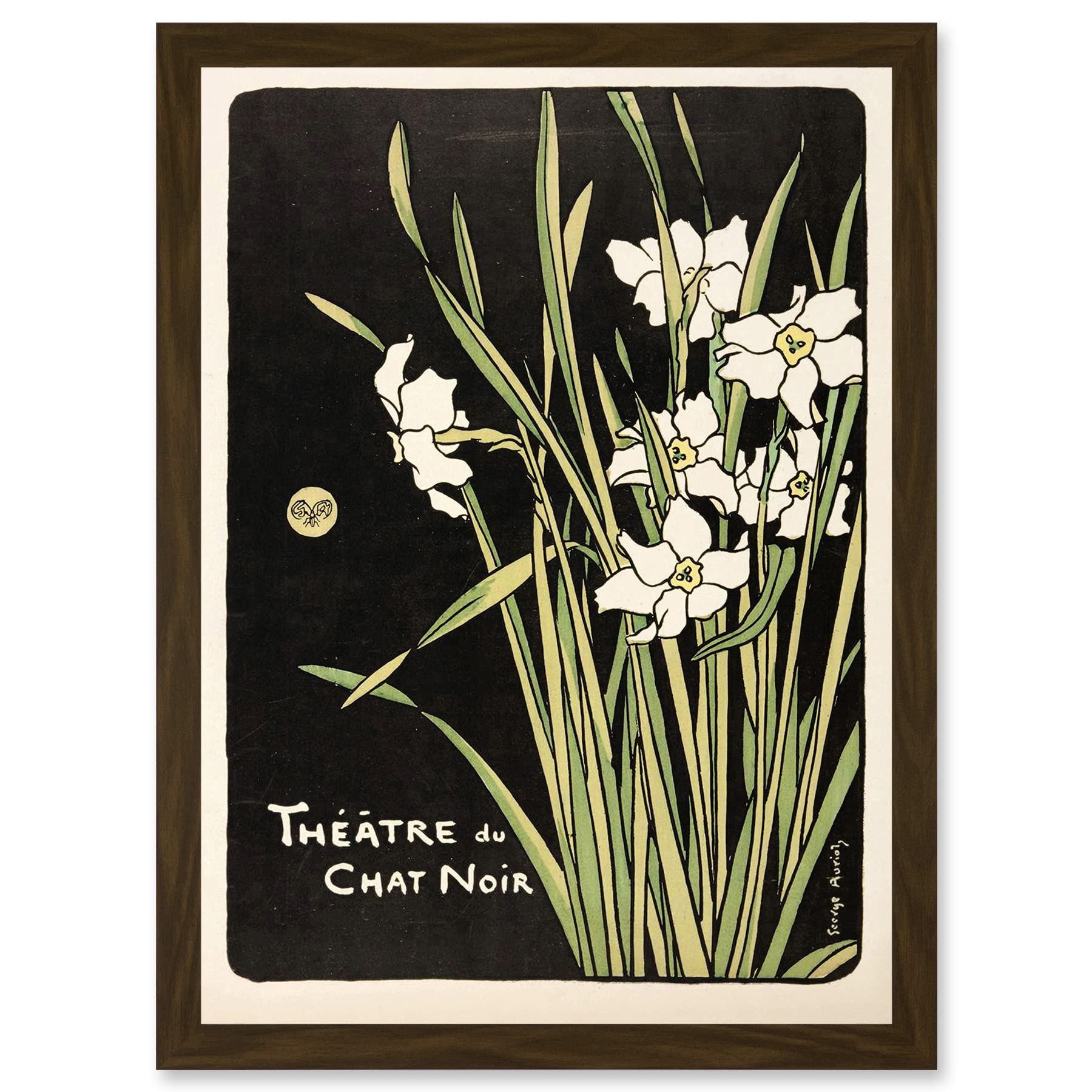 Auriol Theatre Chat Noir Framed Wall Art Print A4 - Vintage Advert Artwork - Artery8