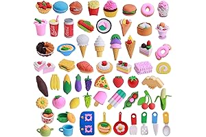 60Pcs Mini Food Erasers, Charming Desk Pets with a Twist