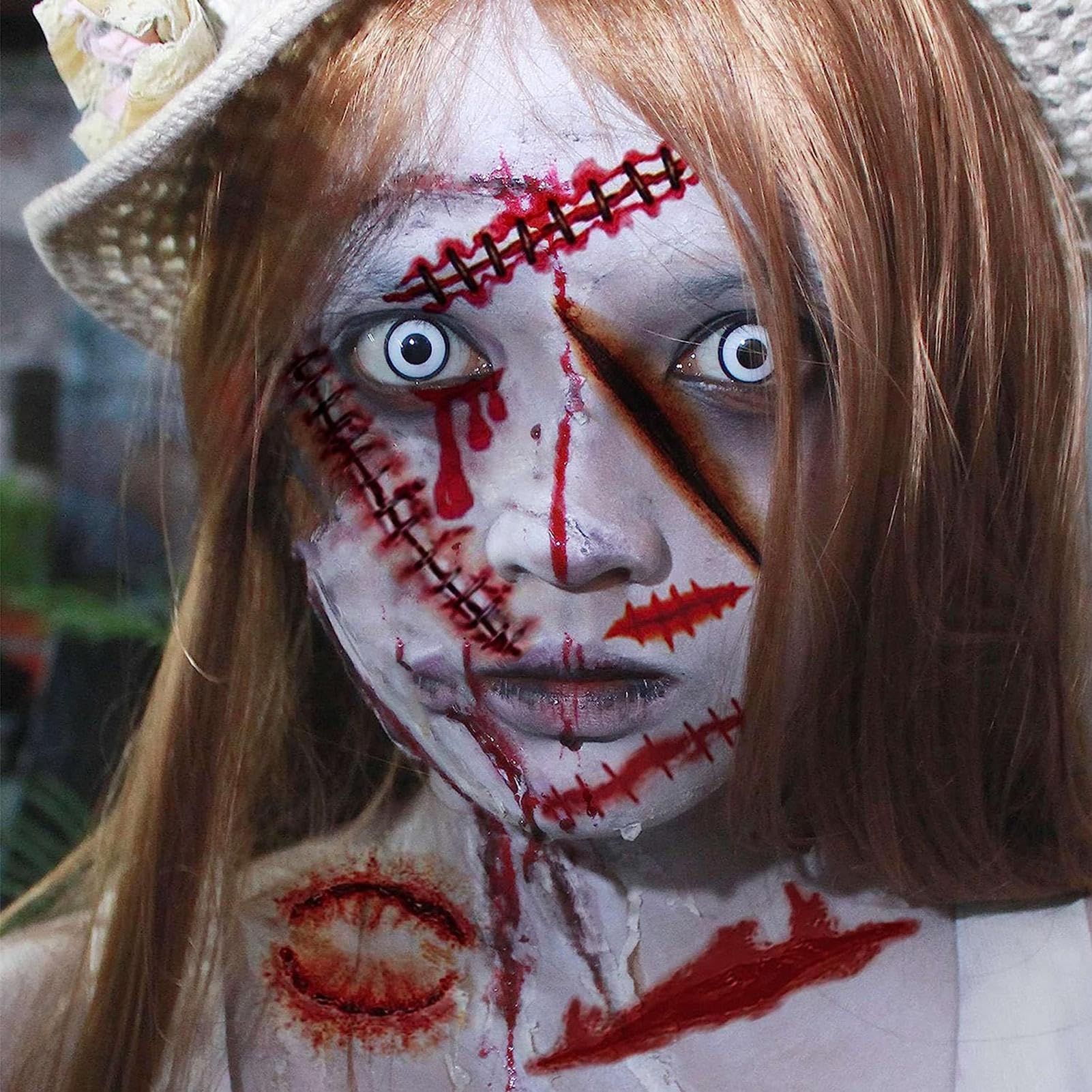 Amazon.co.jp: ゾンビフェイスステッカー - ハロウィンゾンビメイク