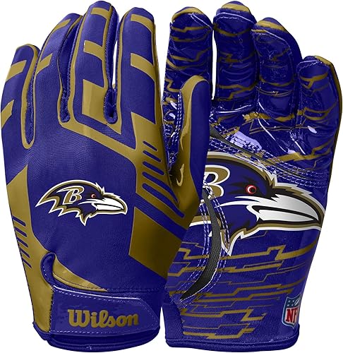 Miniatura 100 de WILSON NFL Guantes de fútbol americano con ajuste elástico, para jóvenes y adultos