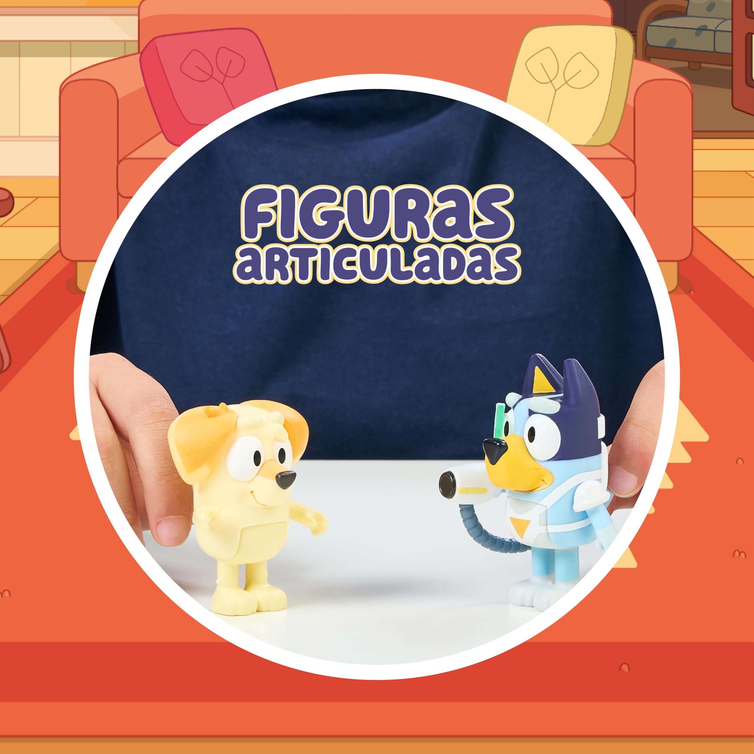 Bluey Pack 2 Figuras Surprise Blaster, Figuras Articuladas Amigos Preparados para IR de Aventuras, Muñecos de la Serie Infantil, Juguetes Exclusivos, Famosa (BLY91210)