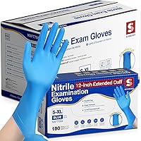 Vista 8 de Schneider - Guantes de examen de nitrilo, puño extendido de 12 pulgadas, tamaño XL, caja de 50 unidades, 4 mil, guantes desechables sin látex, sin