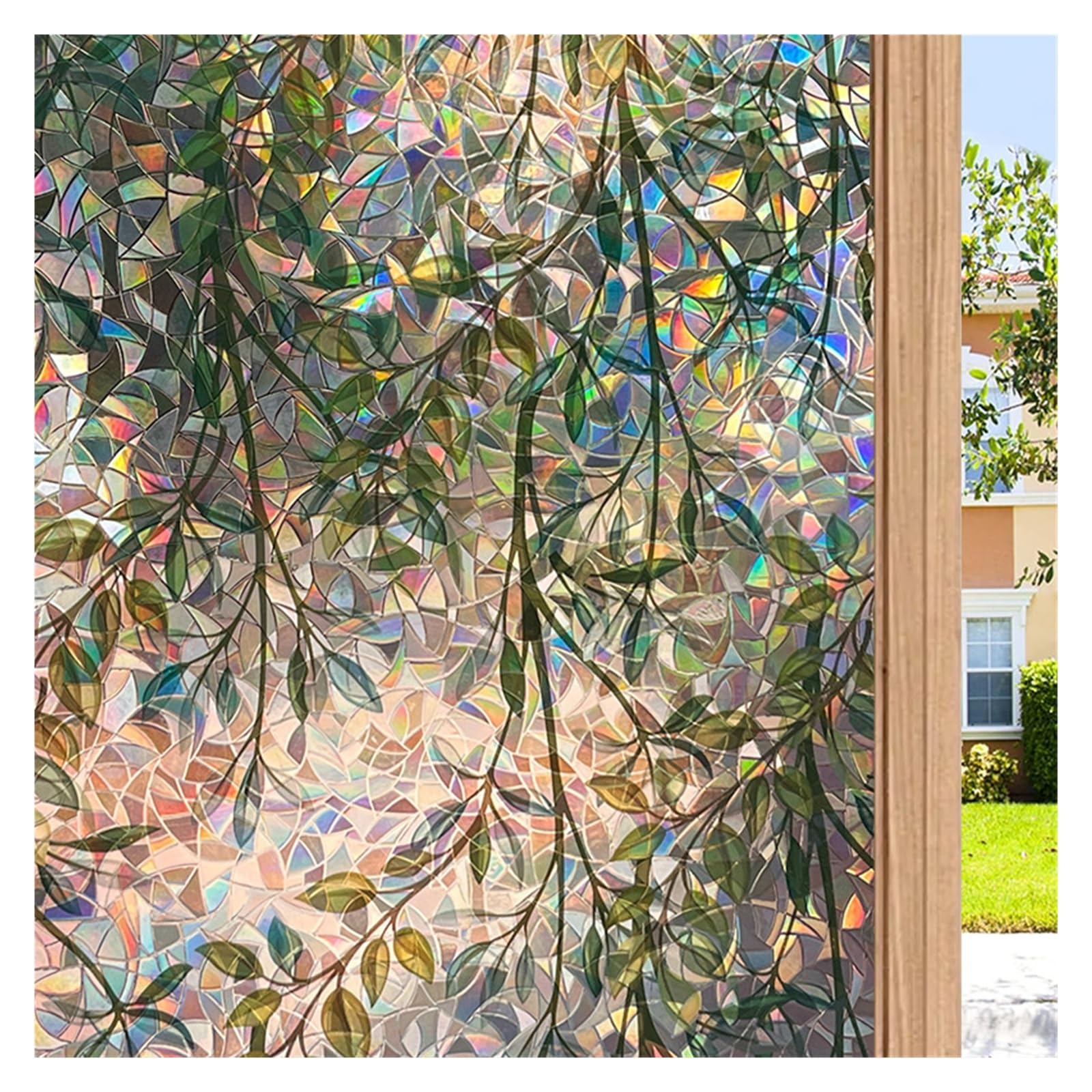 SHALLEZSOU Window films 3D Window Film Privacy Glass Sticker No Glue Heat Control For Home Office(90x500cm)