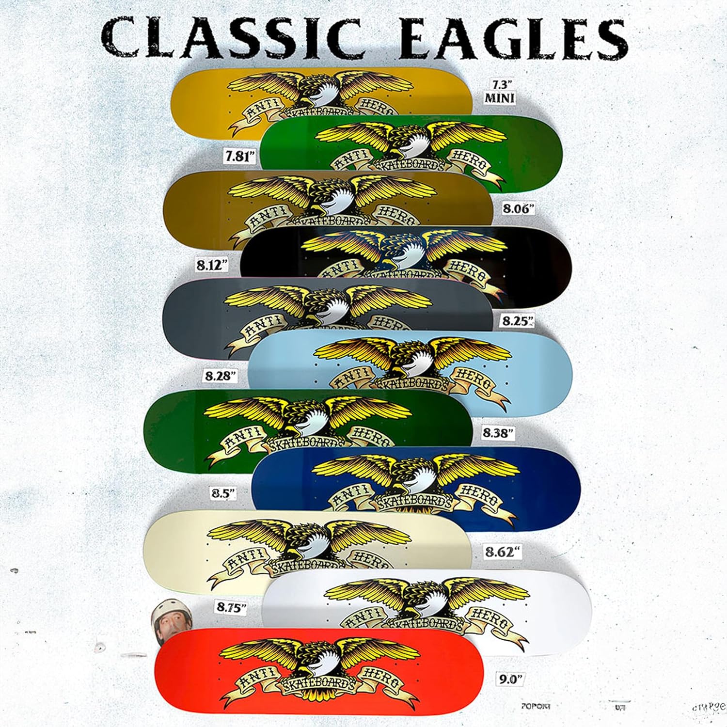 Anti Hero Skateboard Deck Shaped Eagle Blue Meanie 8.75" x 32.55" Navy