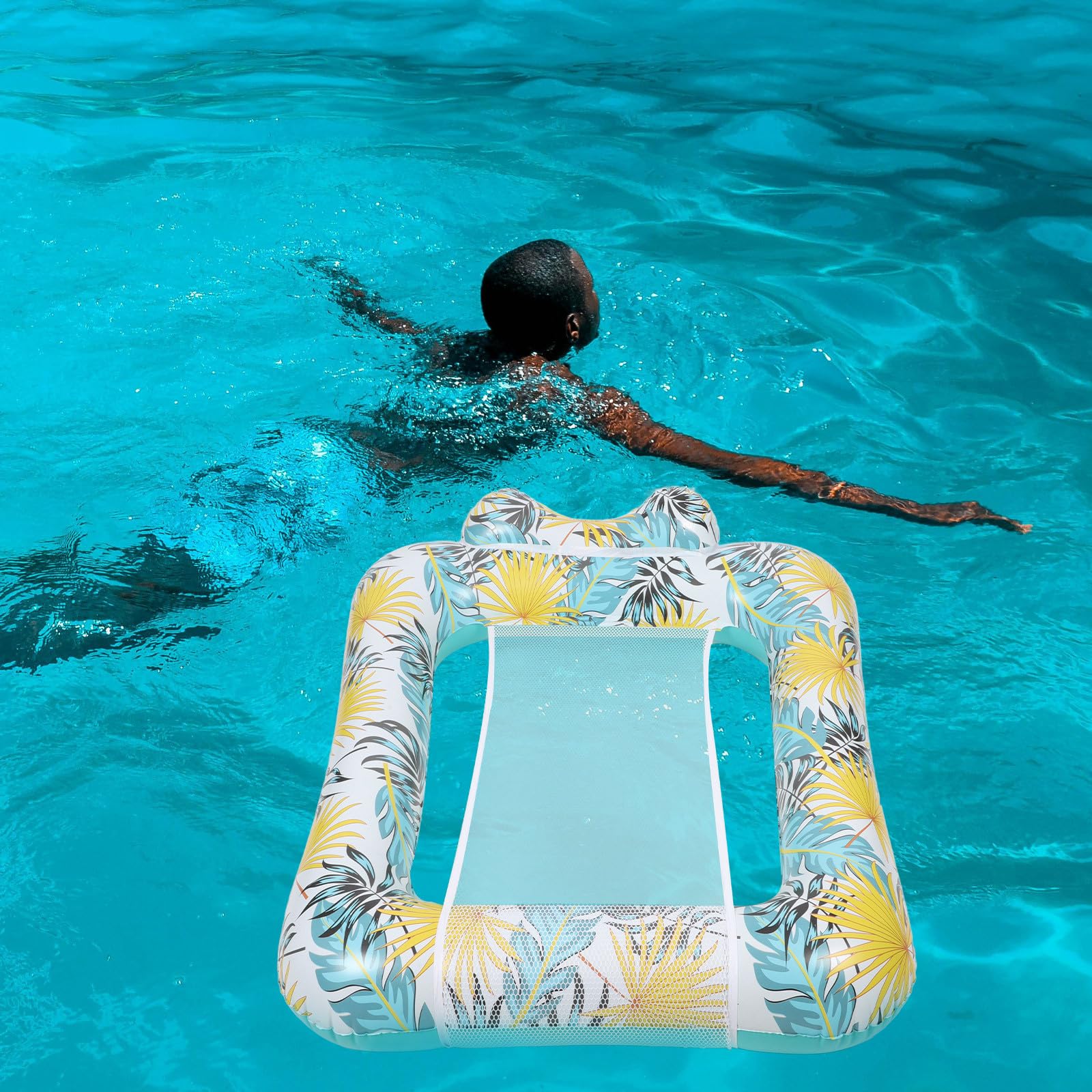 Poltrona Gonfiabile Design Confortevole Rete Traspirante per Piscina Lettino Galleggiante in Pvc e Pelle Amica per Relax e Vacanze